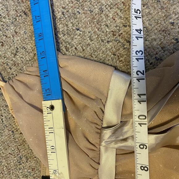 FirstKiss Y2K Dress Sz M Babydoll Fairy Metallic Gold Mini Spaghetti Strap Bow - Picture 2 of 9